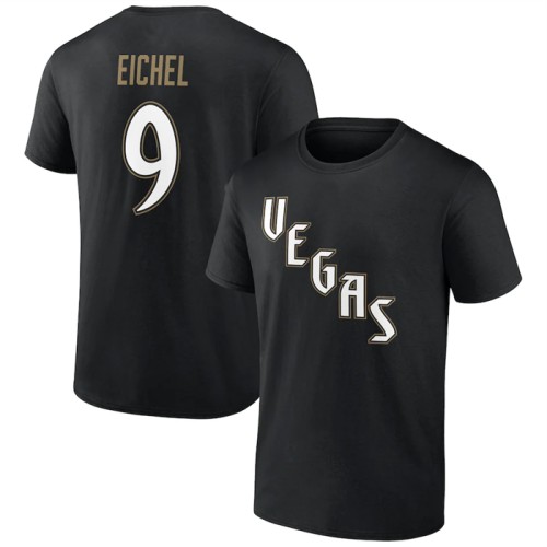 Men's Vegas Golden Knights #9 Jack Eichel Black T-Shirt